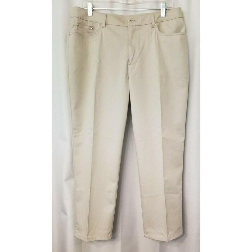 Jones Women's Pants Beige Signature Jones New York  Easy Care Stretch Size 12
